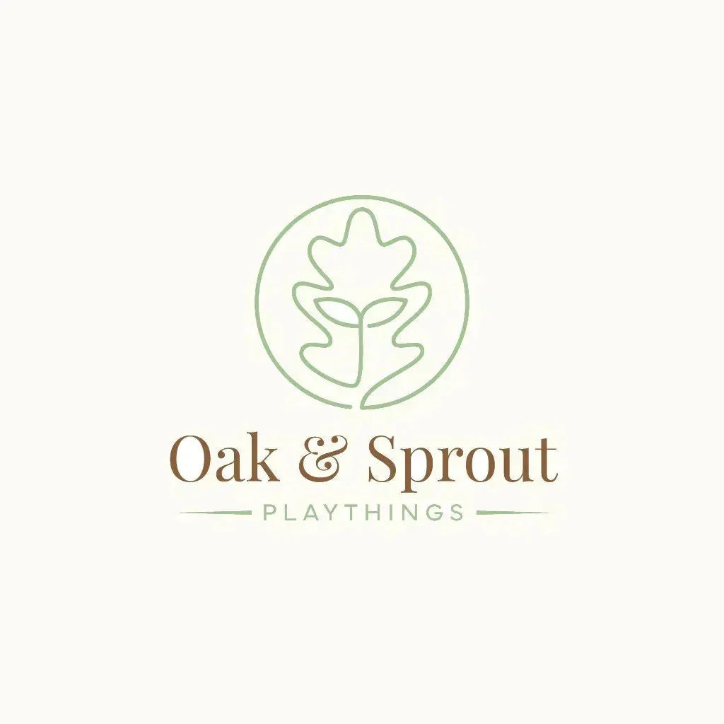 Oak & Sprout brand logo — green leaf sprout icon with Playthings wordmark, no Sweet Scoops product shown