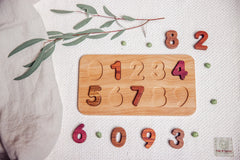 Wooden number toys for toddlers – Montessori puzzle 0–9