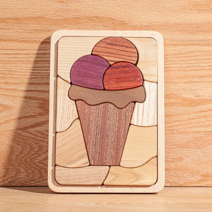 Wooden Puzzle Solid Wood Kids Toy Ice Cream