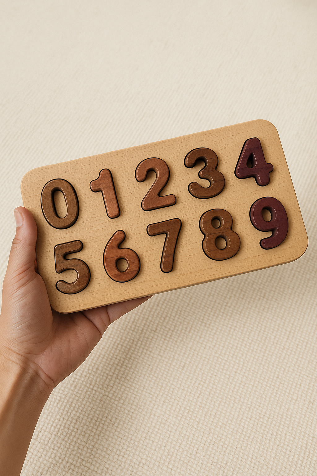Wooden Numbers Board (0–9) – Montessori Counting & Tracing