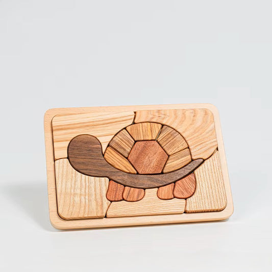 Wooden Turtle Puzzle Assembled Solid Wood Toy